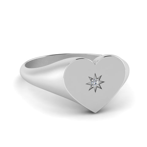 Heart Starburst Signet Promise Ring
