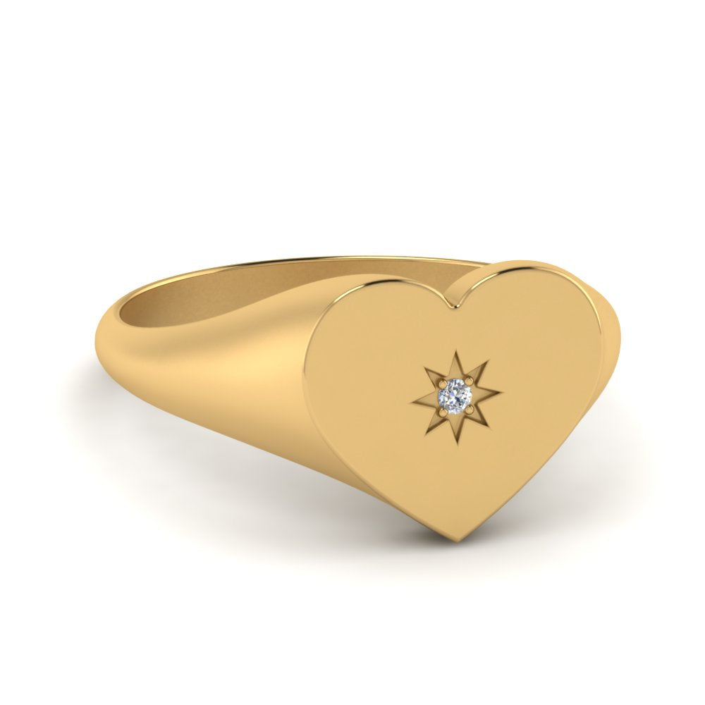 Heart Starburst Signet Promise Ring
