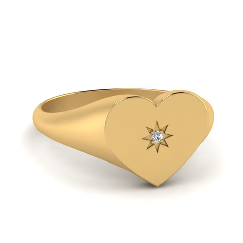 Heart Starburst Signet Promise Ring