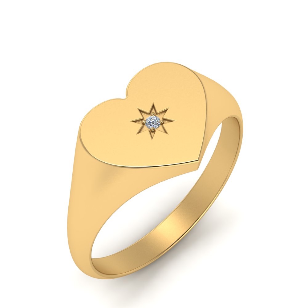 Heart Starburst Signet Promise Ring