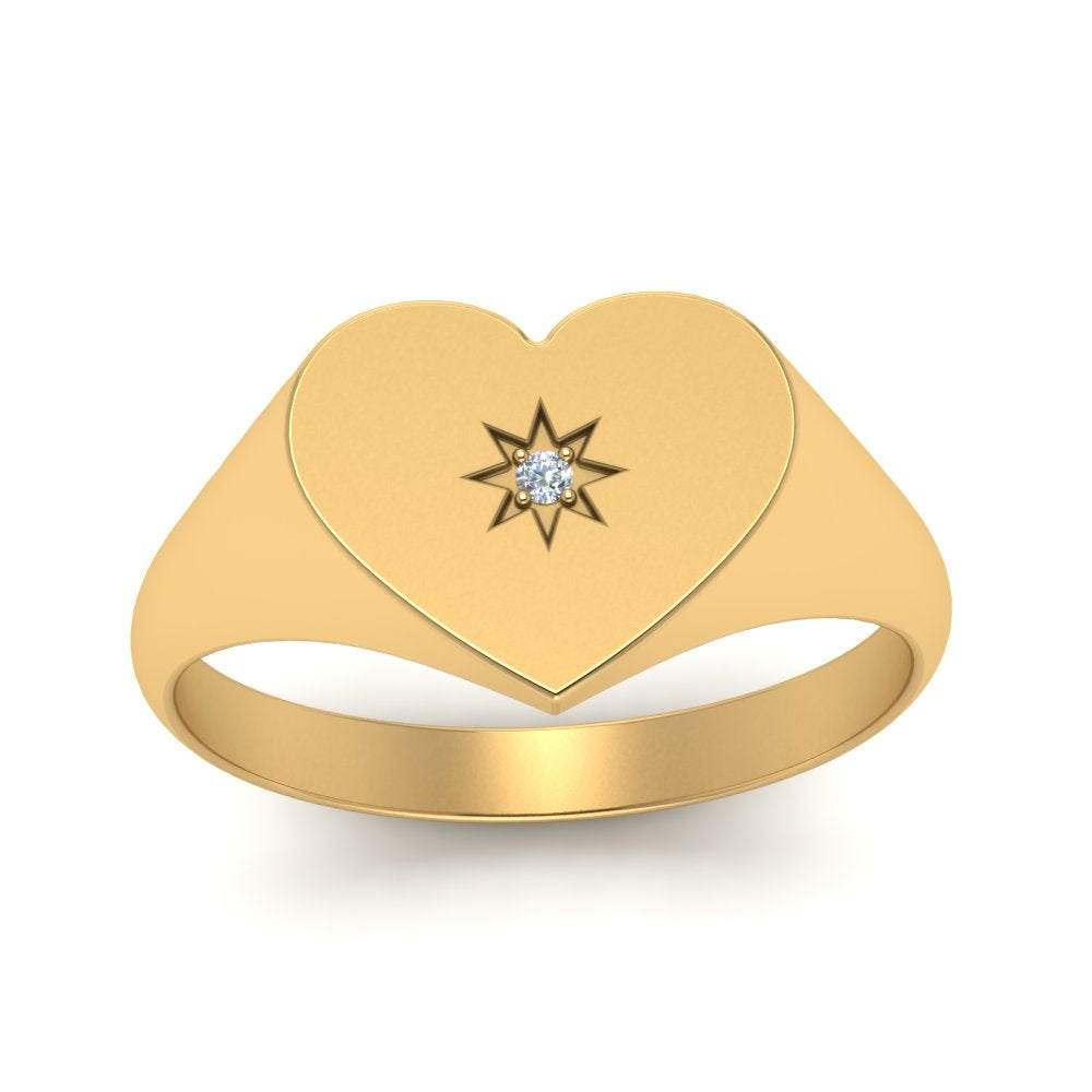 Heart Starburst Signet Promise Ring
