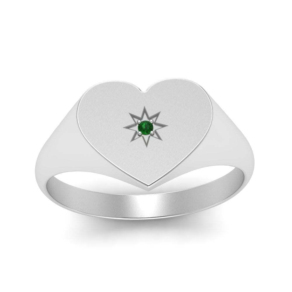 Heart Starburst Signet Promise Ring