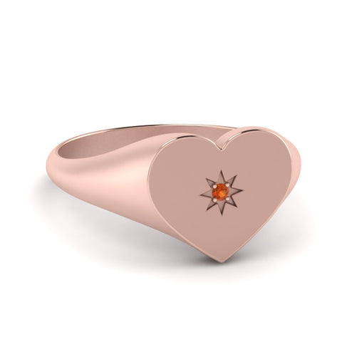 Heart Starburst Signet Promise Ring