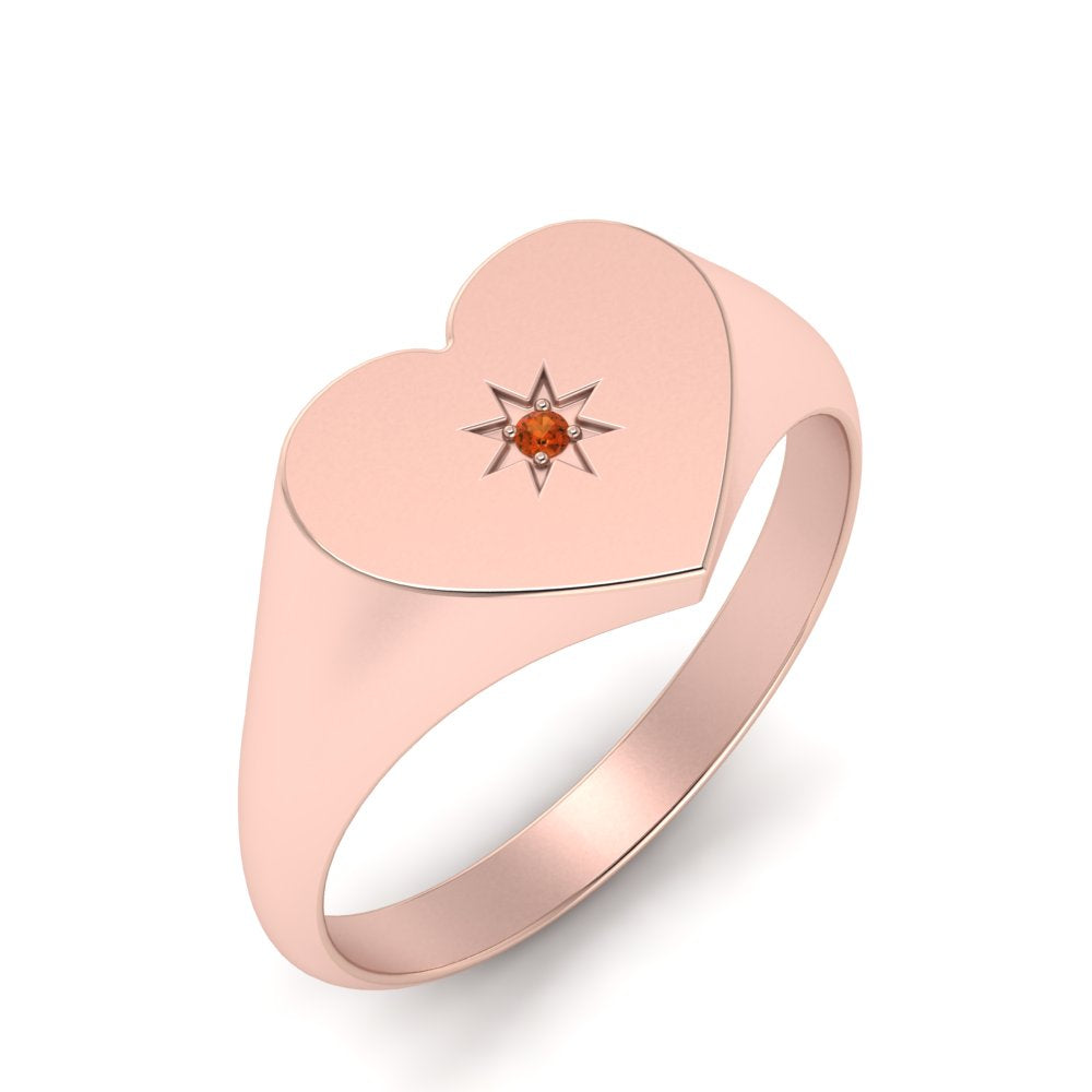 Heart Starburst Signet Promise Ring
