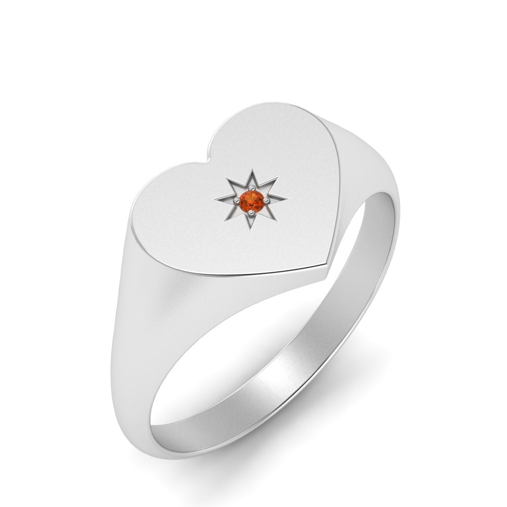Heart Starburst Signet Promise Ring