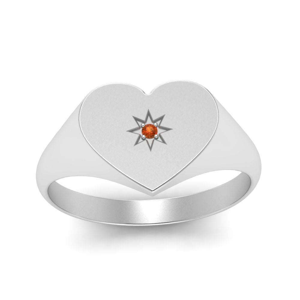 Heart Starburst Signet Promise Ring