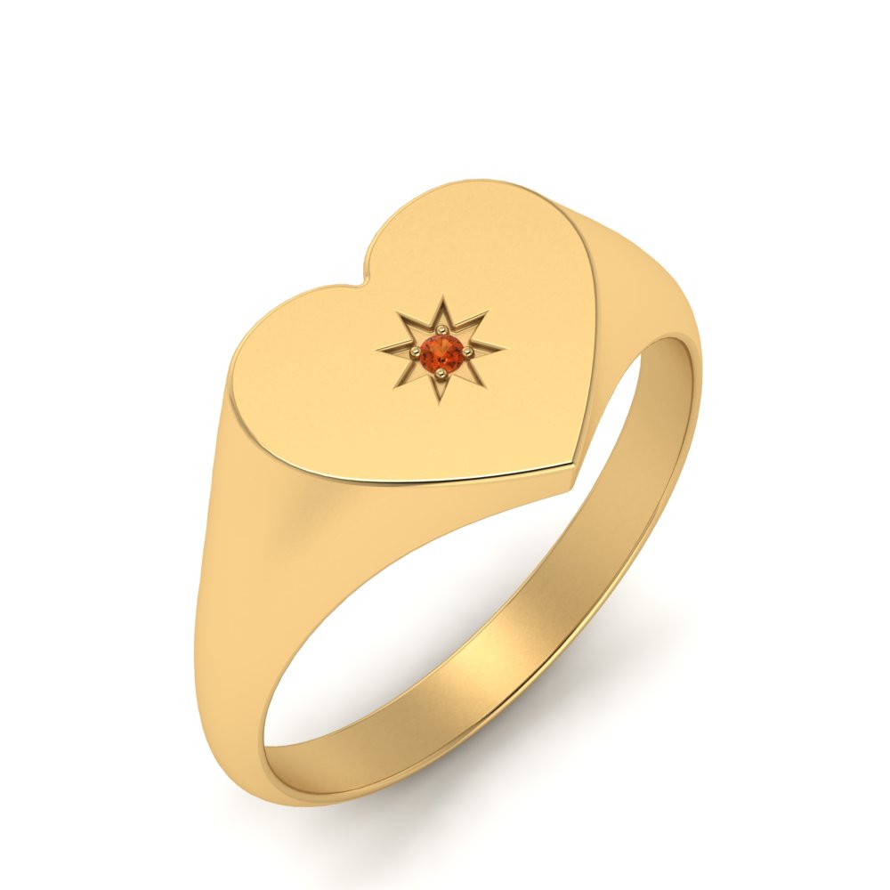 Heart Starburst Signet Promise Ring