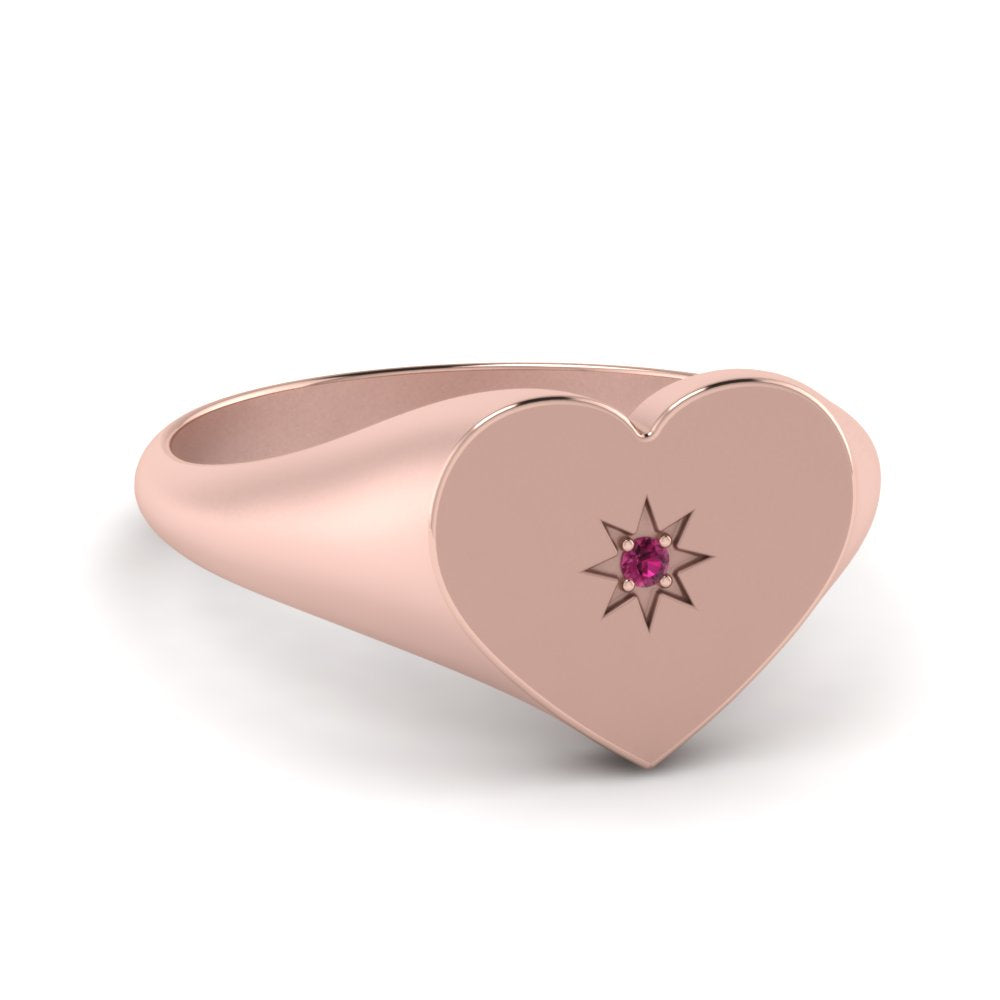 Heart Starburst Signet Promise Ring