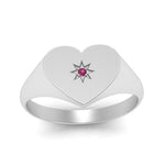 Load image into Gallery viewer, Heart Starburst Signet Promise Ring
