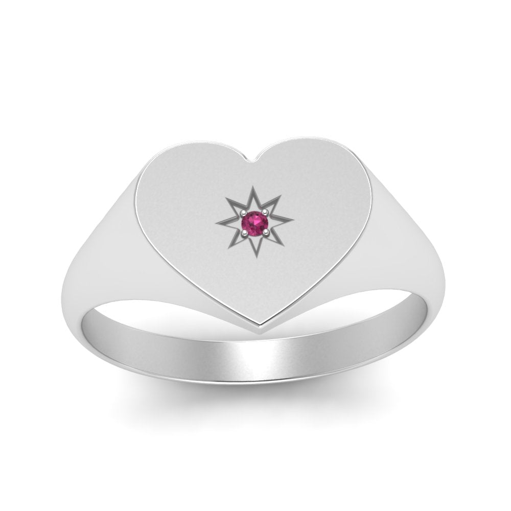 Heart Starburst Signet Promise Ring