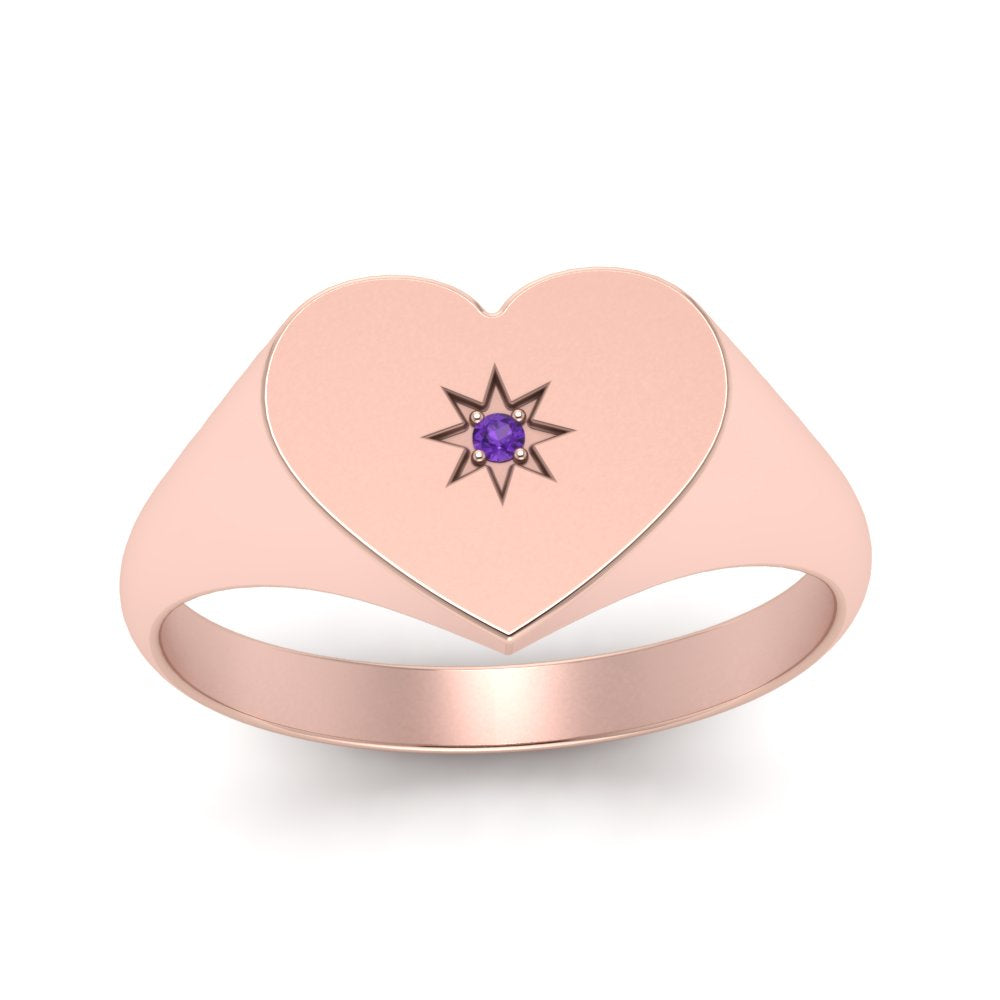 Heart Starburst Signet Promise Ring