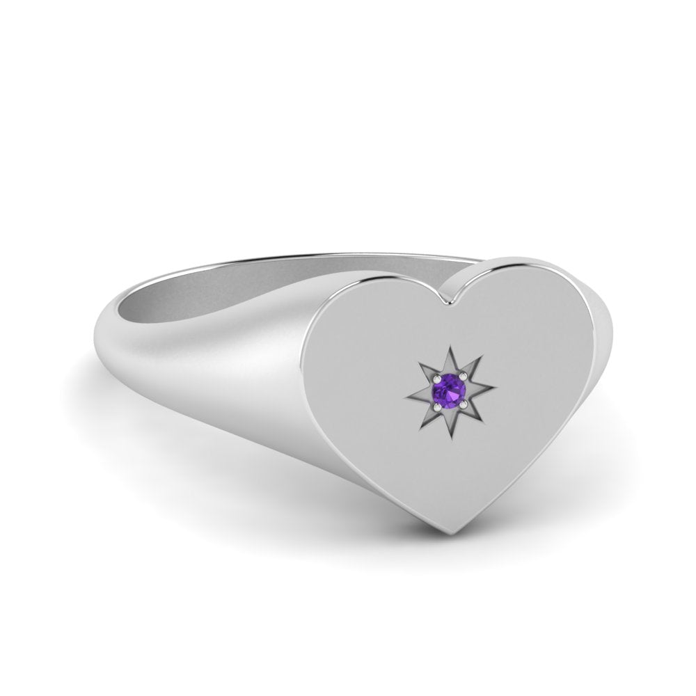 Heart Starburst Signet Promise Ring