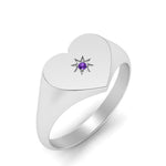 Load image into Gallery viewer, Heart Starburst Signet Promise Ring
