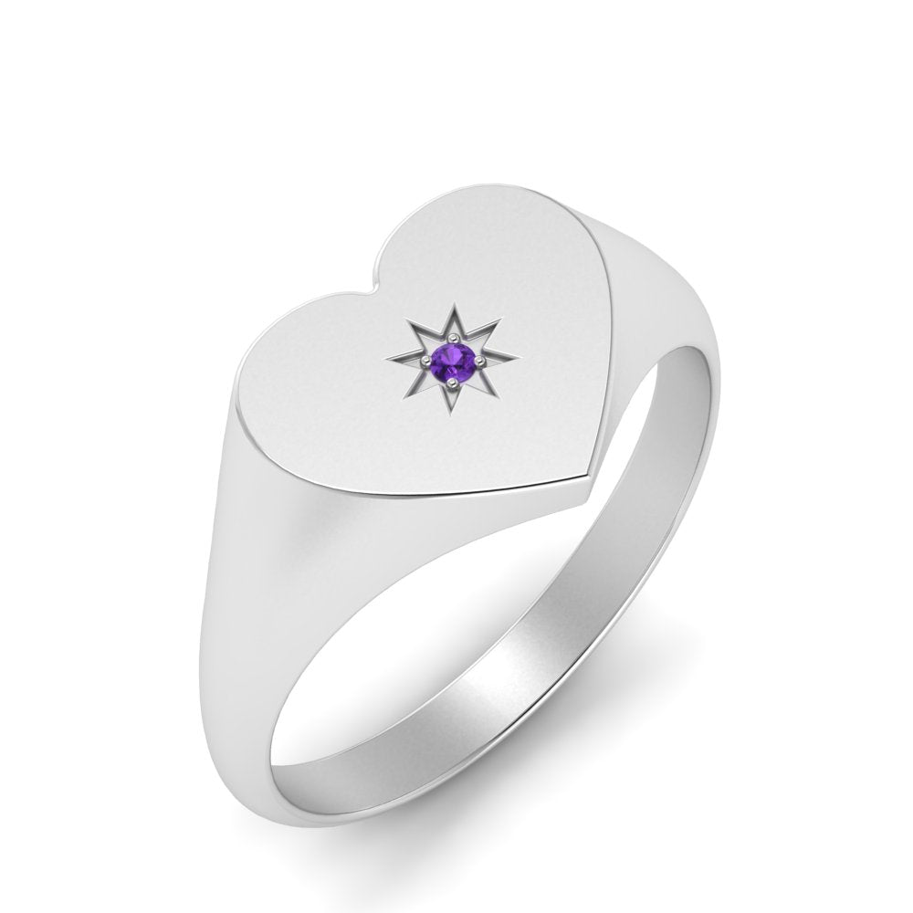 Heart Starburst Signet Promise Ring