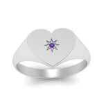 Load image into Gallery viewer, Heart Starburst Signet Promise Ring
