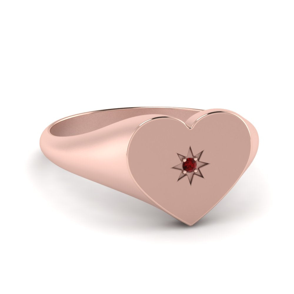 Heart Starburst Signet Promise Ring