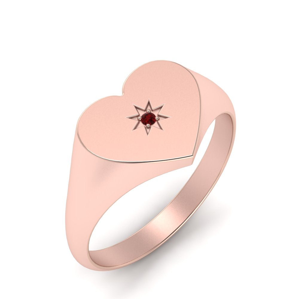 Heart Starburst Signet Promise Ring