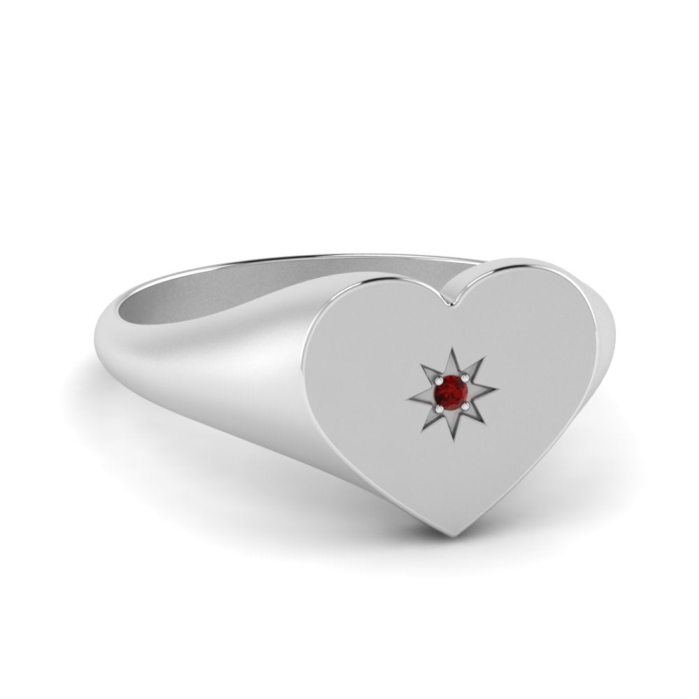 Heart Starburst Signet Promise Ring