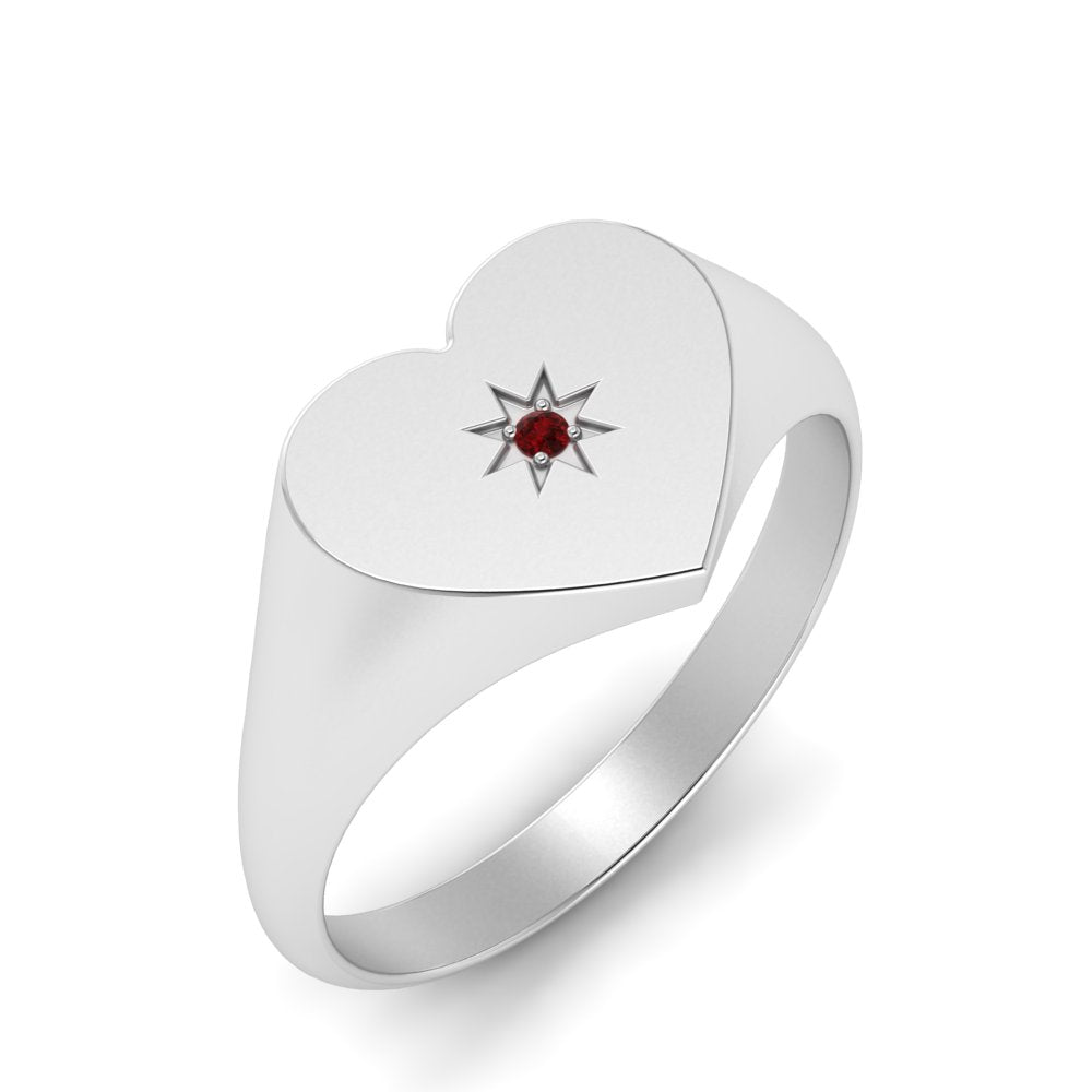 Heart Starburst Signet Promise Ring