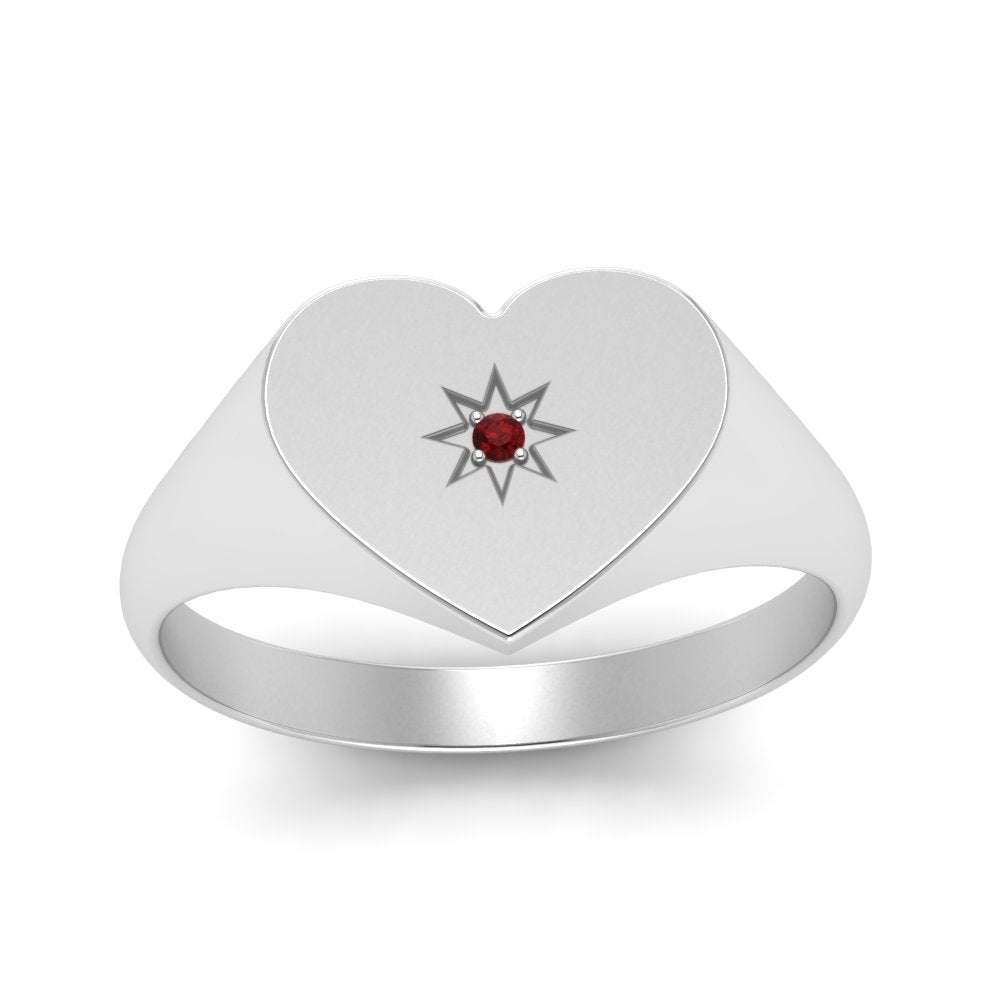 Heart Starburst Signet Promise Ring