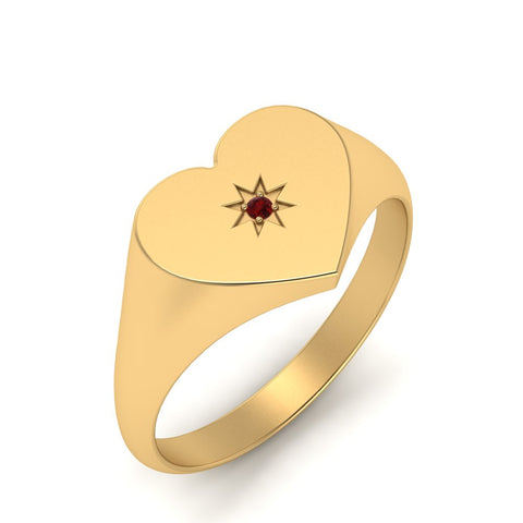Heart Starburst Signet Promise Ring