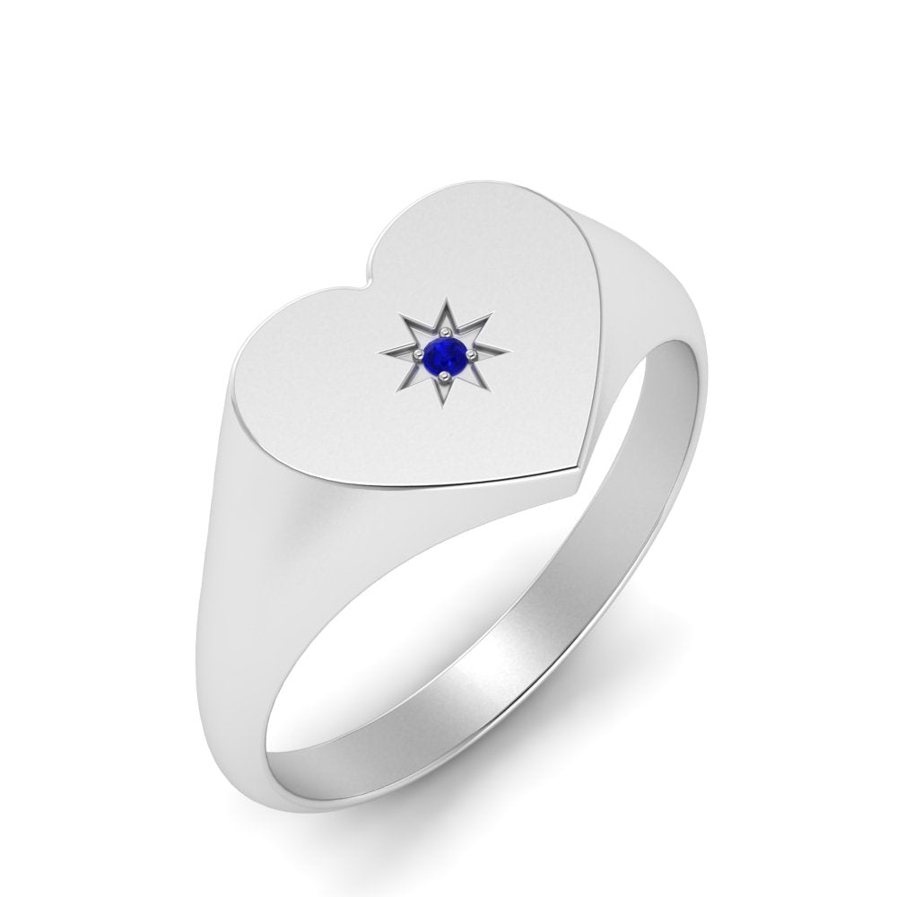 Heart Starburst Signet Promise Ring