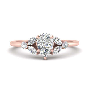 Pear Shaped Vintage Marquise And Round Diamond Engagement Ring