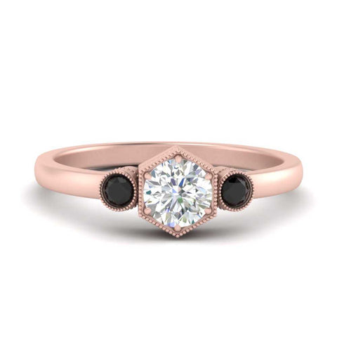 Three Stone Hexagon Bezel Ring