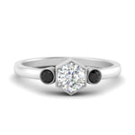 Load image into Gallery viewer, Hexagon Bezel 3 Round Stone Engagement Ring
