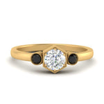 Load image into Gallery viewer, Hexagon Bezel 3 Round Stone Engagement Ring
