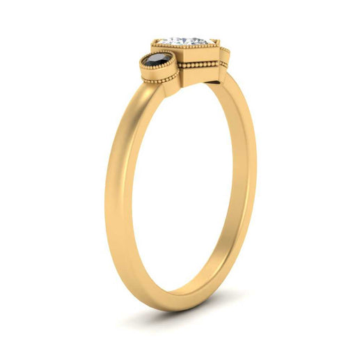 Hexagon Bezel 3 Round Stone Engagement Ring
