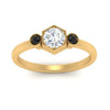 Load image into Gallery viewer, Hexagon Bezel 3 Round Stone Engagement Ring