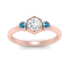 Load image into Gallery viewer, Hexagon Bezel 3 Round Stone Engagement Ring
