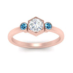 Load image into Gallery viewer, Hexagon Bezel 3 Round Stone Engagement Ring
