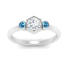 Load image into Gallery viewer, Hexagon Bezel 3 Round Stone Engagement Ring