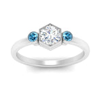 Load image into Gallery viewer, Hexagon Bezel 3 Round Stone Engagement Ring
