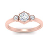 Load image into Gallery viewer, Hexagon Bezel 3 Round Stone Engagement Ring