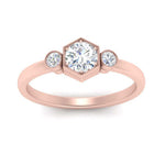 Load image into Gallery viewer, Hexagon Bezel 3 Round Stone Engagement Ring
