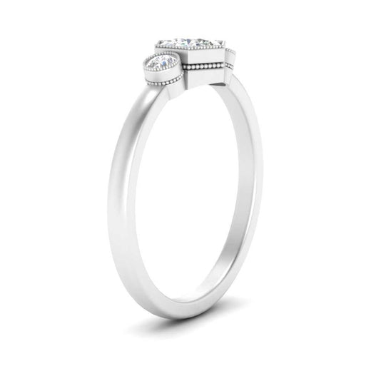 Hexagon Bezel 3 Round Stone Engagement Ring