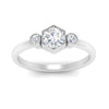 Load image into Gallery viewer, Hexagon Bezel 3 Round Stone Engagement Ring
