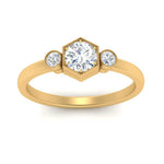 Load image into Gallery viewer, Hexagon Bezel 3 Round Stone Engagement Ring
