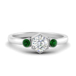 Load image into Gallery viewer, Hexagon Bezel 3 Round Stone Engagement Ring
