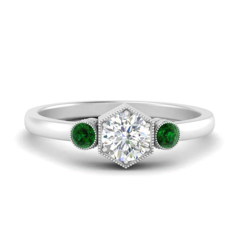 Three Stone Hexagon Bezel Ring