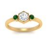 Load image into Gallery viewer, Hexagon Bezel 3 Round Stone Engagement Ring
