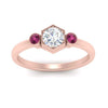 Load image into Gallery viewer, Hexagon Bezel 3 Round Stone Engagement Ring