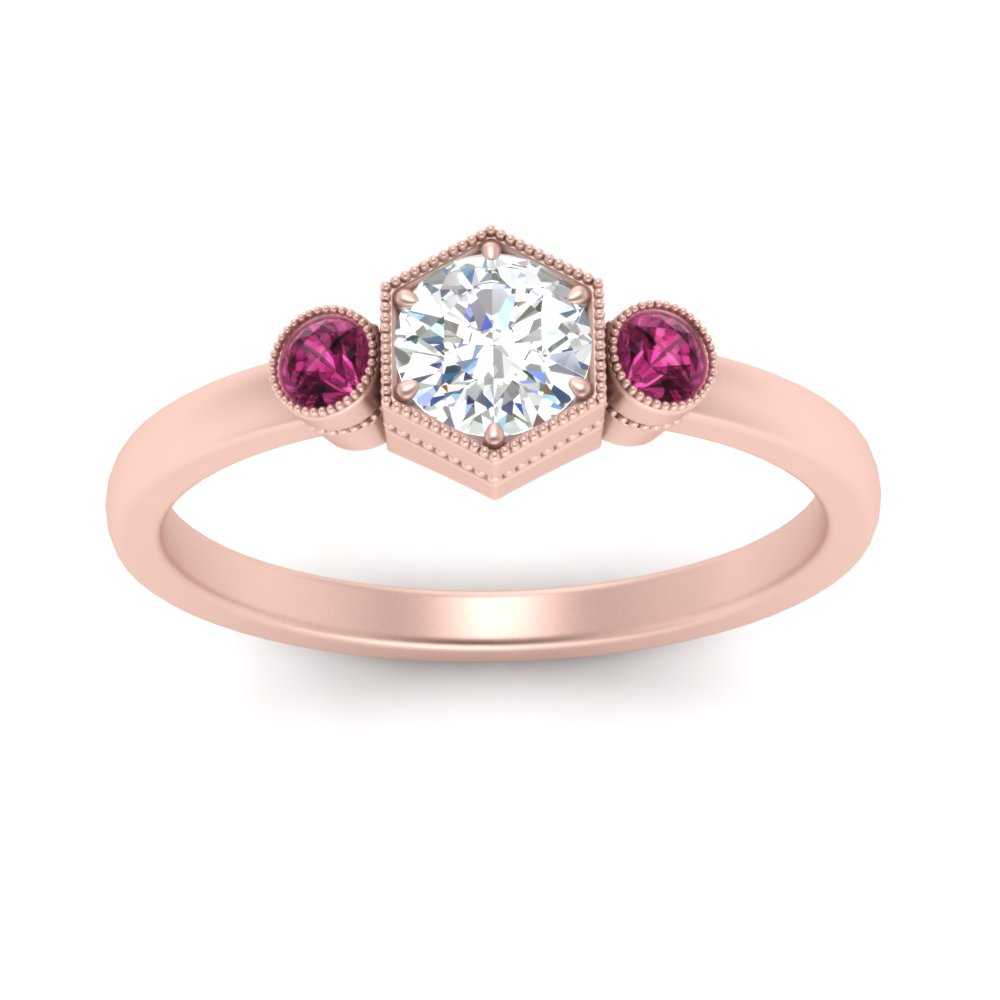 Three Stone Hexagon Bezel Ring