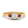 Load image into Gallery viewer, Hexagon Bezel 3 Round Stone Engagement Ring