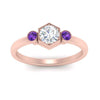 Load image into Gallery viewer, Hexagon Bezel 3 Round Stone Engagement Ring