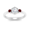 Load image into Gallery viewer, Hexagon Bezel 3 Round Stone Engagement Ring