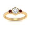 Load image into Gallery viewer, Hexagon Bezel 3 Round Stone Engagement Ring